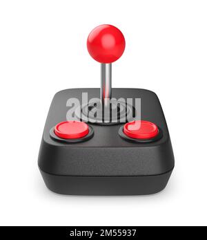 Vorderansicht des Joystick im Retro-Modus mit zwei roten Tasten Stockfoto