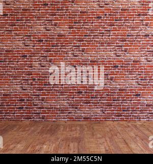 Rote Ziegelwand Grunge Textur, Alte rote Ziegelwand Grunge Textur Design Hintergrund, 3D Rendering einer leeren Wand Stockfoto