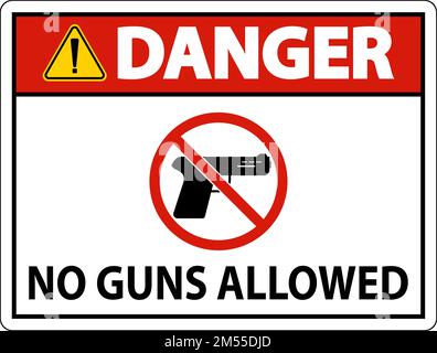 Schild Mit Den Waffenregeln, Gefahr, Keine Waffen Erlaubt Stock Vektor