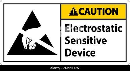Achtung: Zeichen Für Elektrostatisch Empfindliche Geräte Auf Weißem Hintergrund Stock Vektor