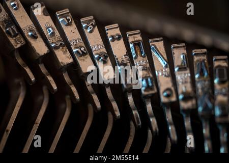 Extrem-Makro-abstraktes Foto einer Schreibmaschine Stockfoto