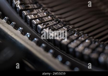 Extrem-Makro-abstraktes Foto einer Schreibmaschine Stockfoto