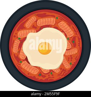 Spiegelei und Suppe Stock Vektor