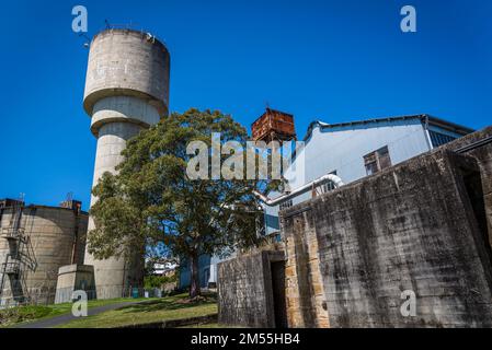 Nicht genutzte Industriegebäude, Cockatoo Island, ein UNESCO-Weltkulturerbe an der Kreuzung von Parramatta und Lane Cove River im Hafen von Sydney, Sydney Stockfoto