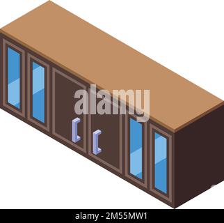 Isometrischer Vektor des Symbols für die Wandküche. Innenausstattung aus Holz. Waschbecken Stock Vektor