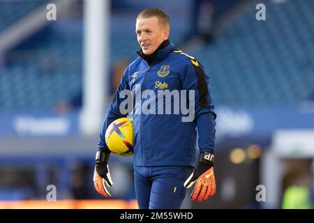 Liverpool, Großbritannien. 26. Dezember 2022. Jordan Pickford #1 of Everton vor dem Premier League-Spiel Everton gegen Wolverhampton Wanderers im Goodison Park, Liverpool, Großbritannien, 26. Dezember 2022 (Foto von Phil Bryan/News Images) in Liverpool, Großbritannien, am 12./26. Dezember 2022. (Foto: Phil Bryan/News Images/Sipa USA) Guthaben: SIPA USA/Alamy Live News Stockfoto