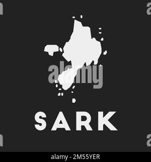 Sark-Symbol. Inselkarte auf dunklem Hintergrund. Stilvolle Karte von Sark mit Inselname. Vektordarstellung. Stock Vektor