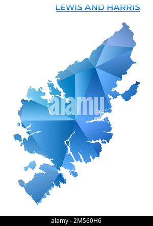 Vektorpolygonale Lewis- und Harris-Karte. Lebendige, geometrische Insel in flachem Poly-Stil. Ansprechende Illustration für Ihre Infografiken. Stock Vektor