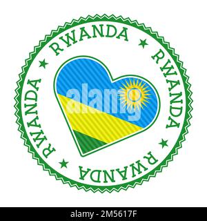 Ruandisches Herzabzeichen. Vektor-Logo der ruandischen sauberen Vektor-Illustration. Stock Vektor