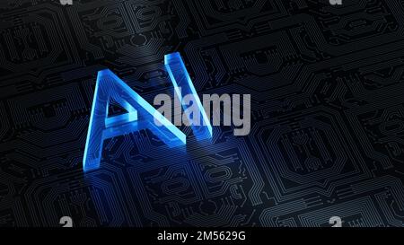 Künstliche Intelligenz neuronales KI-Netzwerk Digitale Gehirnmaschine Deep Learning Verarbeitung Big-Data-Analysetechnologie Connection Mining Chipsatz auf Cir Stockfoto
