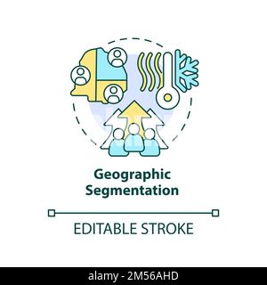 Symbolgruppe für Konzepte der geografischen Segmentierung Stock Vektor
