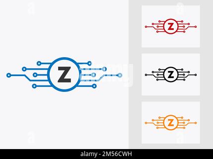 Design-Vorlage für das „Letter Z Technology“-Logo. Design Des Netzwerklogos Stock Vektor