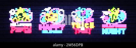 Halloween Neon-Zeichen-Sammlungsvektor. Halloween Party Design-Vorlage und Web für Banner, Poster, Grußkarte, Partyeinladung, Lichtbanner. Isol Stock Vektor