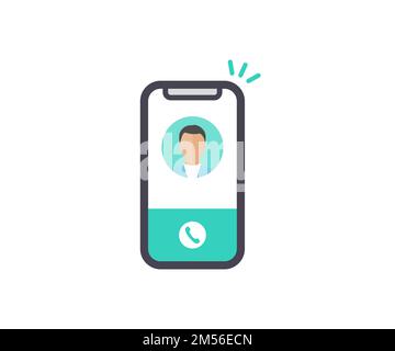 Arzt online. Smartphone-Bildschirm mit männlichem Therapeuten im Chat im Messenger und Logo für Online-Beratung. Medizinische Online-Beratung. Stock Vektor