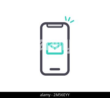 Smartphone-Symbol, eingehende Nachricht, E-Mail-Benachrichtigung Logo-Design. Symbol für neue Nachricht mit Benachrichtigung. Chat-Kommunikation in sozialen Medien. Stock Vektor
