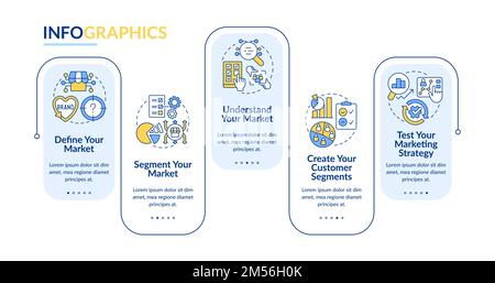 Erste Schritte mit der Infografik-Vorlage für blaue Rechtecke für die Segmentierung Stock Vektor