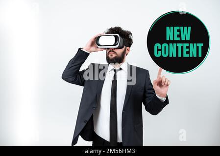 Textbeschriftung mit neuem Inhalt. Konzeptionelles Foto frisch wertvolle und relevante Informationen oder Kontext eines Dokuments Stockfoto
