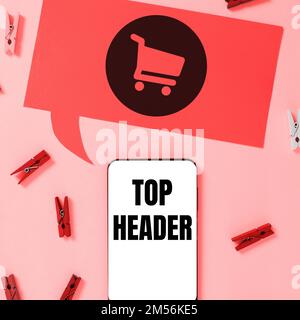 Schreiben Anzeigen von Text Obere Kopfzeile, Business-Konzept-Text am oberen Seitenrand in einem elektronischen Dokument oder einer gedruckten Kopie Stockfoto