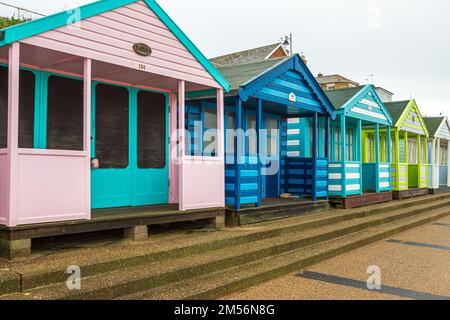 Strandhütten an der Pronade in southwold in suffolk Stockfoto