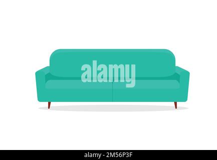 Komfortables Sofa auf weißem Hintergrund. Isolierte Couch-Lounge im Inneren. Flache Vektordarstellung im Cartoon-Stil. EPS 10 Stock Vektor
