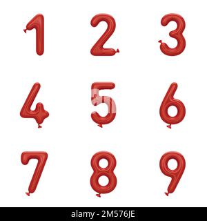 3D Satz von Stücklistensymbol-Schriftart rendern, einschließlich Buchstaben, Zahlen und Satzzeichen, isoliert auf weißem Hintergrund, einschließlich Beschneidungspfad für eine einfachere Entschlüsselung Stockfoto
