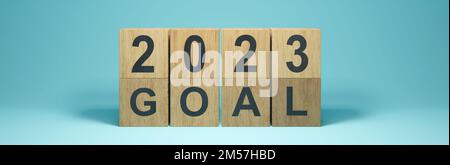 Kreatives Designkonzept für das Neujahrsfestival 2023. 3D Abbildung Stockfoto