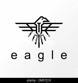 Einfaches und einzigartiges Eagle in Line Out Grafiksymbol Logo Design abstraktes Konzept Vektormaterial. Symbol für Vogel oder Fliege. Stock Vektor