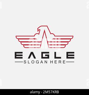 Vektordesign des Eagle-Logos, falcon-Logo-Vorlage, Hawk-Illustration Stock Vektor
