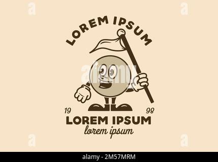 Zur Illustration des künstlerischen Designs eines Smiley-Emoticons, das eine Flagge hält Stock Vektor