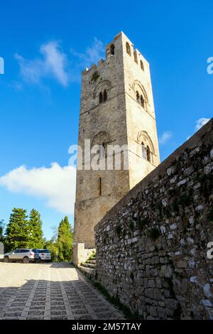 König Fredericks II. Turm (Torre di re Federico II) in der mittelalterlichen Stadt Erice - Sizilien, Italien Stockfoto