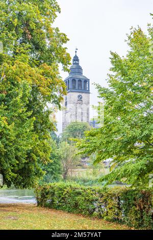 Die Stromschnellen Werra und die Kirchenstadt Bad Sooden-Allendorf in Hessen Stockfoto