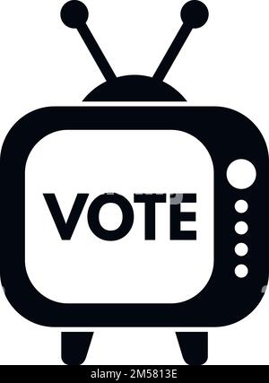 TV-Set-Abstimmungssymbol einfacher Vektor. Gesellschaftliche Entscheidung. Wahlurnen Stock Vektor