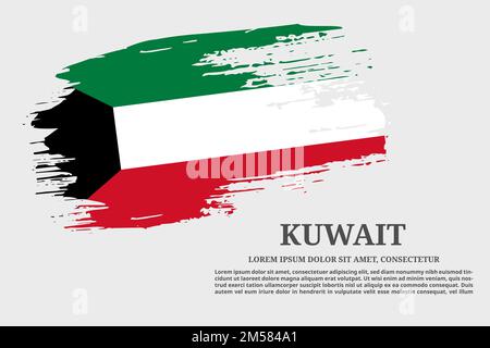 Grunge-Pinsel der Kuwait-Flagge und Textposter, Vektor Stock Vektor
