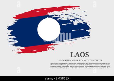 Laos-Flaggen-Grunge-Pinsel und Textposter, Vektor Stock Vektor