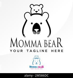 Einfaches und einzigartiges Mutter-Kind-Bär in Umarmung und Trageposition Bild grafisches Symbol Logo Design abstraktes Konzept Vektormaterial Tier Stock Vektor