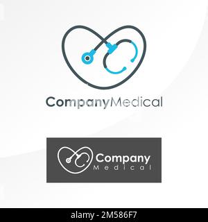 Einfaches und einzigartiges Stethoskop und Herzbild grafisches Symbol Logo abstraktes Konzept Vektormaterial. Firmensymbol oder in Bezug auf medizinische oder gesundheitliche Aspekte Stock Vektor