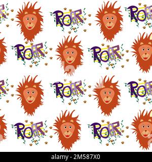 Schöne nahtlose Lions Muster für Kinder mit hellen Hintergrund; Vektor Stock Vektor