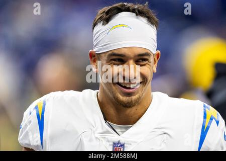 26. Dezember 2022: Los Angeles Chargers Safety Alohi Gilman (32) während des Vorspiels des NFL-Spiels gegen die Indianapolis Colts n Indianapolis, Indiana. John Mersits/CSM. Stockfoto