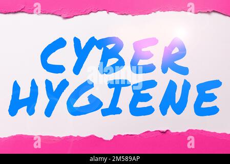 Schreiben Anzeigetext Cyber Hygiene. Business-Idee Schritte, die Computerbenutzer Unternehmen, um ihre Cyber-Sicherheit zu verbessern Stockfoto