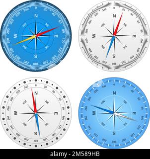 Satz verschiedener Kompasse, Vektor EPS10-Darstellung Stock Vektor