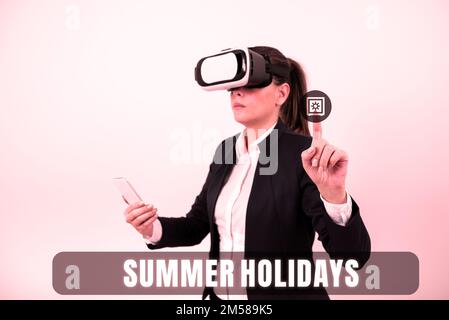 Schreiben mit Text Sommerferien. Geschäftsreise Urlaub während der Sommersaison Schulferien oder Ferien Stockfoto