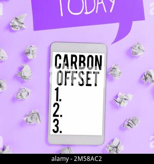 Konzeptionelle Überschrift Kohlenstoff-Offset. Geschäftskonzept Reduzierung der Emissionen von Kohlendioxid oder anderen Gasen Stockfoto