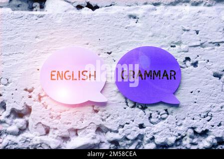 Konzeptionelle Bildunterschrift Englische Grammatik. Business Concept Kurse decken alle Ebenen des Sprechens und Schreibens in englisch ab Stockfoto