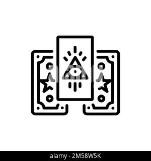 Farbliniensymbol für Tarot-Karten. Isoliertes Vektorelement. Skizzieren Sie das Piktogramm für Webseite, mobile App, Promo Stock Vektor