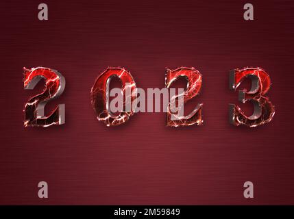 Text auf schwarzem Hintergrund für ein frohes neues Jahr 2023 Stockfoto