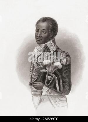 Francois-Dominique Toussaint Louverture, 1743 – 1803, alias Toussaint L'Ouverture oder Toussaint Bréda. Ein Führer der haitianischen Revolution im Jahr 1791, ein erfolgreicher Anti-Sklaverei und anti-kolonialer Aufstand durch selbstbefreite Sklaven gegen die französische Kolonialherrschaft in Saint-Domingue. Stockfoto