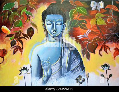 Lord Buddha meditiert Kunstmalerei Stockfoto