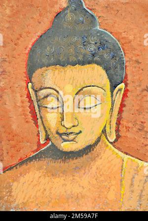 Lord Buddha meditiert Kunstmalerei Stockfoto