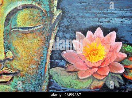 Lord Buddha meditiert Kunstmalerei Stockfoto