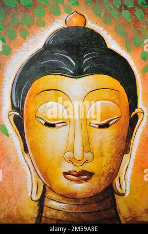 Lord Buddha meditiert Kunstmalerei Stockfoto